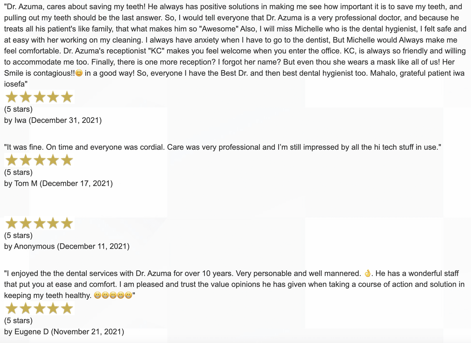 Dr. Eugene Azuma the best Dentist Honolulu HI